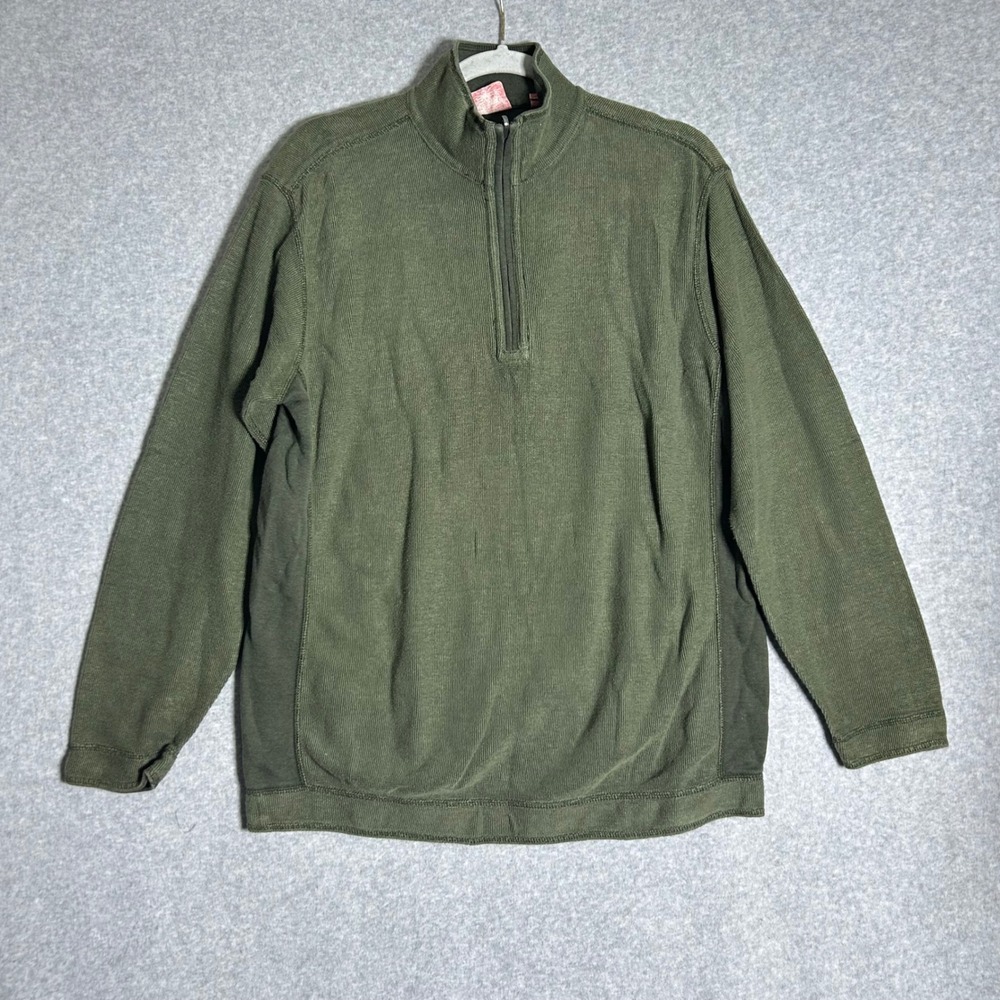 Tommy Bahama Pullover Mens M Olive Green Reversible Quarter Zip Gorpcore Coastal